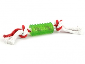 Kousací hračka pro malé psy z gumy s provlečeným bavlněným provazem