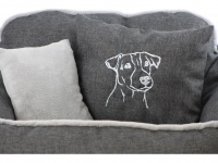 Pelíšek pro psy s polštářkem ze speciální edice HafHaf-shop, šedý (detail)