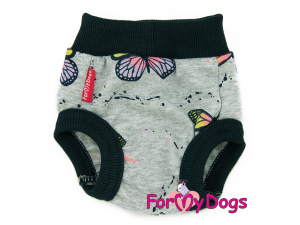  Bavlněné hárací kalhotky pro fenky od For My Dogs FMD BUTTERFLY GRAY. Příjemný materiál a precizní zpracování, pružný pas, zavazování na tkaničku. (2)