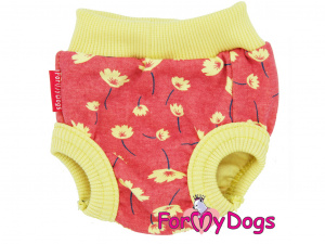  Bavlněné hárací kalhotky pro fenky LITTLE FLOWERS od For My Dogs. Velmi příjemný materiál a precizní zpracování, pružný pas, zavazování na tkaničku. (2)