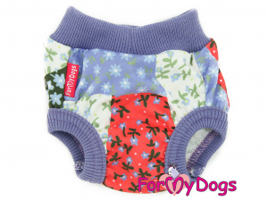  Bavlněné hárací kalhotky pro fenky PANTIES PATCHWORK od For My Dogs. Velmi příjemný materiál a precizní zpracování, pružný pas, zavazování na tkaničku. (2)