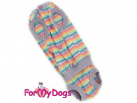  Bavlněný hárací overal pro fenky LILAC IN STRIPE od ForMyDogs. Příjemný materiál, precizní zpracování, multicolor proužky. (2)