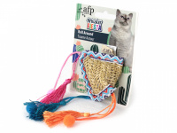  Originální hračka pro kočky ze splétané mořské trávy s barevnými třásněmi a rolničkami. Hračka je plněná kvalitním catnipem, velikost cca 25 cm. (3)