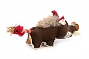 Pískací hračka pro psy od DOG FANTASY – plyšový divočák. Kombinace drsného vzhledu, hebkého plyše a provazu. Velikost 35 cm. (3)