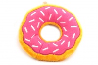 Oblíbená hračka pro psy – plyšový donut. Příjemný hebký materiál, výběr velikostí, barva růžová/žlutá. (3)