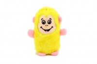 Plyšová hračka pro psy – pískací opička. Velikost hračky cca 14 cm, vhodná pro štěňata a malá plemena psů. Barva žlutá.