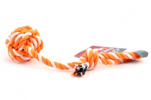 Odolná přetahovací hračka pro střední a větší psy vyrobená z pevného krouceného provazu s uzlem. Celková délka 34 cm. (3)