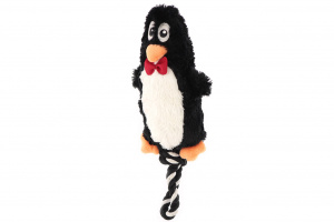 Hračka pro psy od ROSEWOOD – plyšový tučňák. Vyrobená z měkoučké látky kombinované s provazem, velikost cca 36 cm. (2)