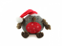  Vánoční pískací hračka pro psy od ROSEWOOD – roztomilá plyšová sova s červenou čepičkou. Měkoučký materiál, velikost cca 24 cm.