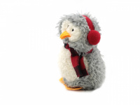  Hračka pro psy – tučňák se šálou a červenými sluchátky. Příjemný plyšový materiál, pískací, velikost hračky cca 17 cm. (2)