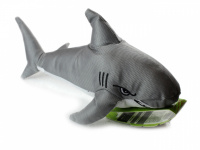  Pískací hračka pro psy – žralok od HUHUBAMBOO. Velikost hračky cca 35 cm, vhodná pro střední plemena psů. Barva šedá. (3)