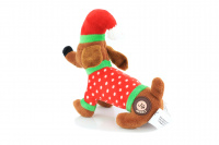   Hračka pro psy – plyšový jezevčík s vánoční čepičkou (3)