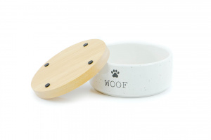  Keramická miska pro malé a střední psy psy s dřevěnou podložkou, objem 400 ml. (3)