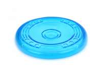  Létající talíř pro psy vyrobený z poloměkké žvýkací gumy. Strukturovaný povrch, obruba pro snadný úchop, barva modrá. Průměr 22 cm. (3)