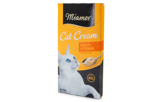 Miamor Cat Cream s multivitamínovým komplexem posiluje imunitní systém, podporuje obranyschopnost a slouží jako nízkokalorická pochoutka bez přidaného cukru a konzervantů (3)