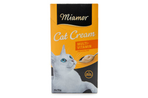 Miamor Cat Cream s multivitamínovým komplexem posiluje imunitní systém, podporuje obranyschopnost a slouží jako nízkokalorická pochoutka bez přidaného cukru a konzervantů