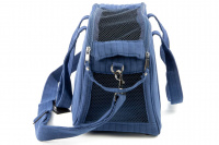  Stylová přepravní taška na psy z měkoučké prošívané bavlny ALIX od MILK & PEPPER, barva modrá (boční pohled)