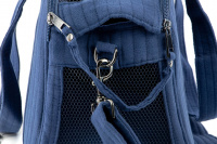  Stylová přepravní taška na psy z měkoučké prošívané bavlny ALIX od MILK & PEPPER, barva modrá, detail zapínání