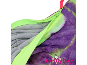  Obleček pro psy – jednovrstvý flísový overal PURPLE/GREEN FLEECE od ForMyDogs vhodný i do suchého chladnějšího počasí nebo na domácí nošení (3)