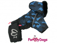  Zateplený obleček pro psy – zimní overal BLACK BLUE CAMOUFLAGE