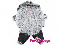   Obleček pro psy – teplý zimní overal BLACK PATCHWORK od For My Dogs z voduodpuzujícího materiálu. Huňatá kožešinová podšívka, zateplený sinteponem, barva černá. (2)