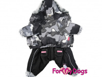   Obleček pro psy – teplý zimní overal BLACK PATCHWORK od For My Dogs z voduodpuzujícího materiálu. Huňatá kožešinová podšívka, zateplený sinteponem, barva černá. (3)