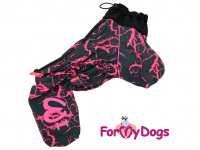  Obleček pro fenky malých až středních plemen – lehoučká pláštěnka BLACK/PINK od For My Dogs. Zapínání na zip na zádech, jemná podšívka.