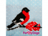  Obleček pro psy i fenky – stylový a teplý svetr BLUE BIRDS od ForMyDogs. Materiál 100% akryl, zdobený barevným pleteným vzorem. (3)