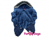  Obleček pro psy – teplý zimní overal BLUE CAMO od For My Dogs z voduodpuzujícího materiálu. Jeansové kalhoty, kožešinová podšívka, zateplený sinteponem. (4)