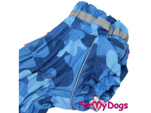 Obleček pro psy jezevčíků – zateplený zimní overal BLUE CAMOUFLAGE od For My Dogs z voduodpuzujícího materiálu. Detail límce.