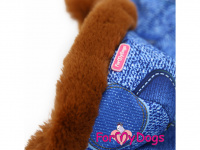  Obleček pro psy – teplý zimní overal BLUE DENIM FUR od For My Dogs z voduodpuzujícího materiálu. Jeansové kalhoty, kožešinová podšívka, zateplený sinteponem. (3)