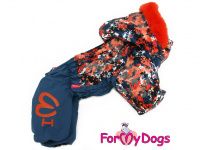 Obleček pro psy – sinteponem zateplený zimní overal GRAY od ForMyDogs. Vylepšené zapínání na zádech, odnímatelná kapuce, hedvábná podšívka.