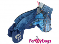   Obleček pro psy – teplý zimní overal BLUE od ForMyDogs. Vylepšené zapínání na zádech, odnímatelná kapuce, reflexní prvky, barva modrá. (2)
