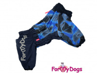  Obleček pro psy středních a větších plemen – zimní overal BLUE SMOKE od ForMyDogs z voduodpudivého materiálu. Zapínání na zádech, plyšová podšívka.