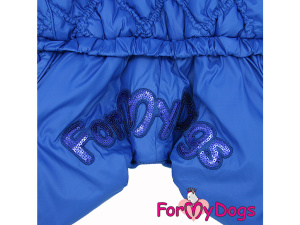  Obleček pro psy – extra teplý zimní overal BLUE SQUARE od For My Dogs z voduodpuzujícího materiálu, barva: modrá, detail kalhot