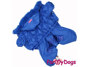  Obleček pro psy – extra teplý zimní overal BLUE SQUARE od For My Dogs z voduodpuzujícího materiálu, barva: modrá