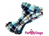  Obleček pro psy – lehoučký overal ForMyDogs BLUE TARTAN z jednovrstvé plyšové kožešinky. Zvýšený límec, zapínání na zip na zádech, vhodný i pro domácí nošení. (2)
