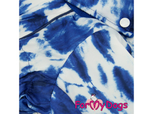 Obleček pro psy – extra teplý zimní overal BLUE TIE-DYE od For My Dogs. Fleecová antistatická podšívka, vysoký fleecový límec, zateplený sinteponem. V límci otvor pro vodítko (8)