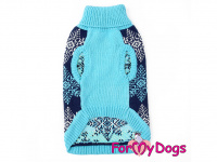 Obleček pro psy i fenky – stylový a teplý svetr BLUE WINTER od ForMyDogs. Materiál 100% akryl, zdobený pleteným zimním vzorem. (2)