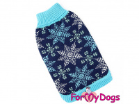  Obleček pro psy i fenky – stylový a teplý svetr BLUE WINTER od ForMyDogs. Materiál 100% akryl, zdobený pleteným zimním vzorem.