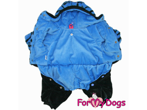  Obleček pro psy – plyšový overal BLUE ZEBRA od For My Dogs vhodný do suchého chladného počasí (2)