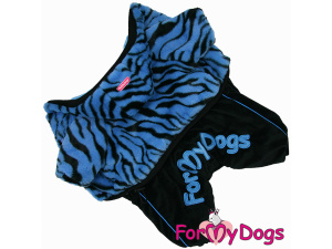  Obleček pro psy – plyšový overal BLUE ZEBRA od For My Dogs vhodný do suchého chladného počasí