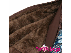Obleček pro malé až střední psy – zateplený zimní overal BROWN PATCHWORK od For My Dogs z voduodpuzujícího materiálu. Kožešinová podšívka, zateplený sinteponem (5)