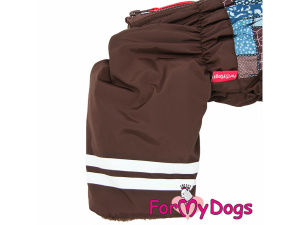 Obleček pro malé až střední psy – zateplený zimní overal BROWN PATCHWORK od For My Dogs z voduodpuzujícího materiálu. Kožešinová podšívka, zateplený sinteponem (9)