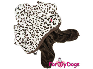  Obleček pro psy – zateplený plyšový overal BROWN SPOTS od For My Dogs vhodný do suchého chladnějšího počasí
