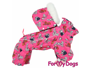  Obleček pro fenky – extra teplý zimní overal CHINESE CRESTED od For My Dogs z voduodpuzujícího materiálu. Hladká hedvábná podšívka, otvor na provlečení vodítka, zateplený sinteponem, odepínací kapuce