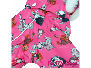  Obleček pro fenky – extra teplý zimní overal CHINESE CRESTED od For My Dogs z voduodpuzujícího materiálu. Hladká hedvábná podšívka, otvor na provlečení vodítka, zateplený sinteponem (detail)
