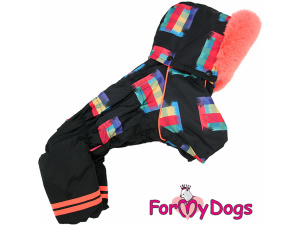  Obleček pro malé až střední fenky – zateplený zimní overal COLOUR STRIPES od For My Dogs z voduodpuzujícího materiálu. Hladká hedvábná podšívka, zateplený sinteponem (2)