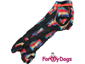  Obleček pro fenky jezevčíků – zateplený zimní overal COLOUR STRIPES od For My Dogs z voduodpuzujícího materiálu. (2)