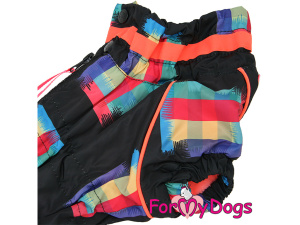  Obleček pro fenky jezevčíků – zateplený zimní overal COLOUR STRIPES od For My Dogs z voduodpuzujícího materiálu. Detail límce